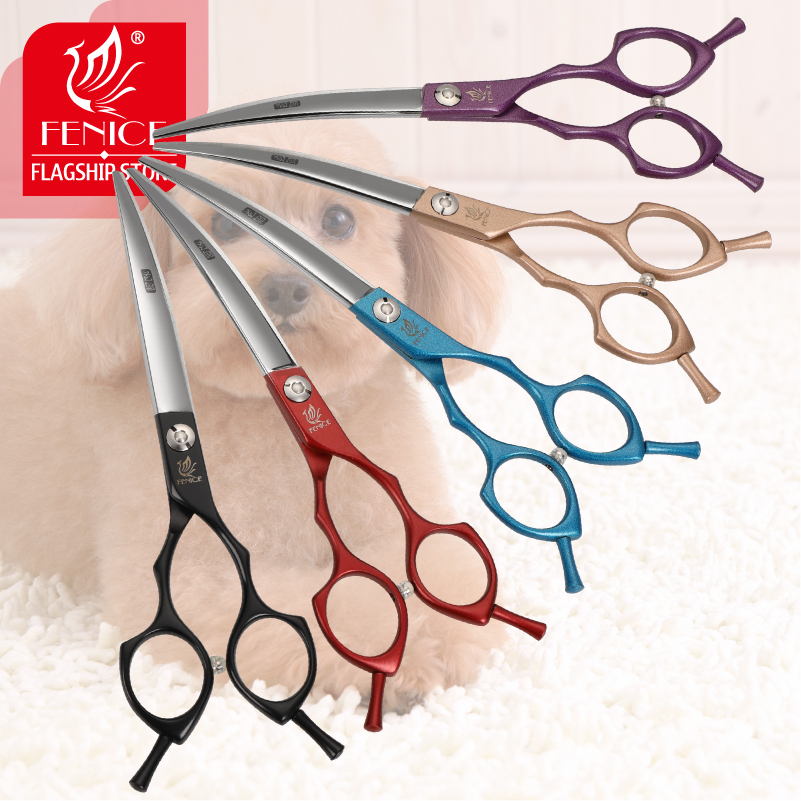 Professional Pet Grooming Scissors Curved - Fenice Professional symetrical handle colorful 6.5