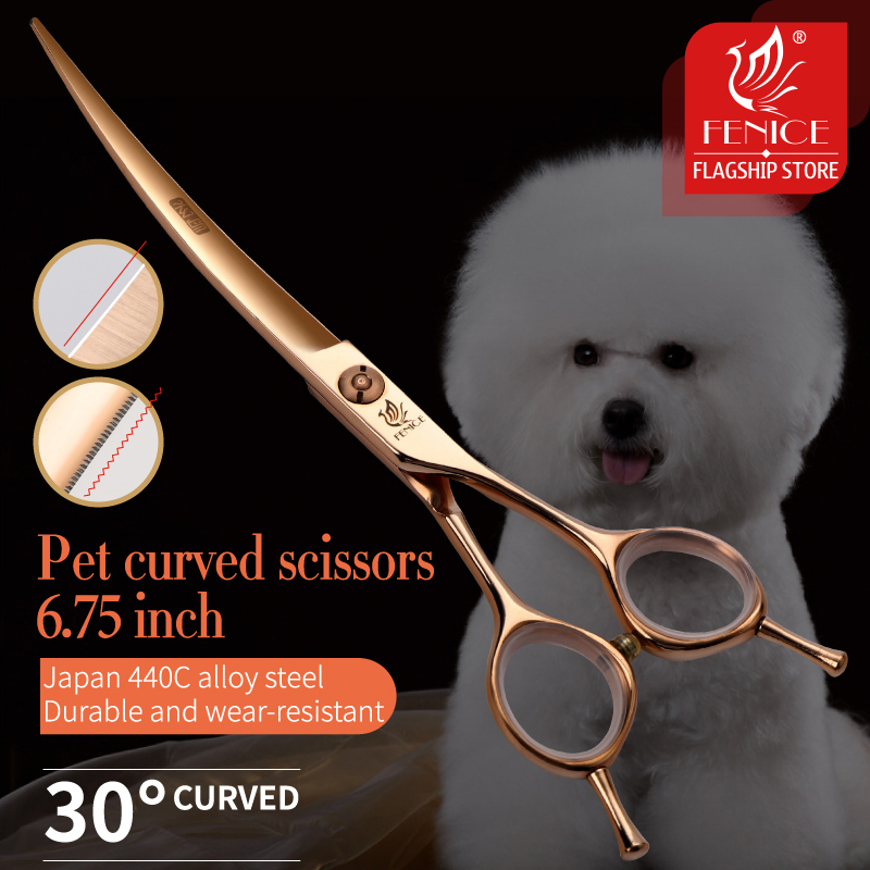 Professional Pet Grooming Scissors Curved - Fenice 6.25/6.75inch Professional JP440C Dog Positionable