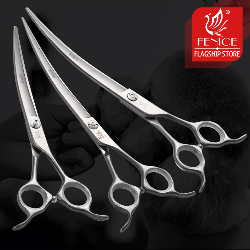 Professional Pet Grooming Scissors Curved - FeniceJP440C Steel 6.5/7/7.5 Inch Pet Dogs