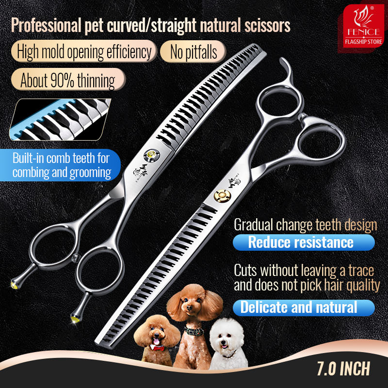 Professional Pet Grooming Scissors Curved - Fenice 7 inch VG10 Professional Pet