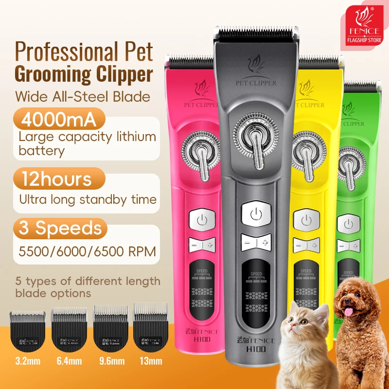 Cordless Dog Clippers Low Noise Grooming - Fenice H100 Cordless Rechargeable Low Noise