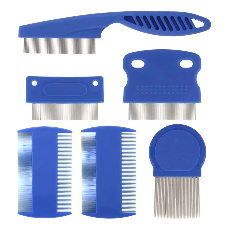 Flea Comb Fine Tooth Pet Tear Stain - 6Pcs/set Pet Flea Comb Stainless Steel
