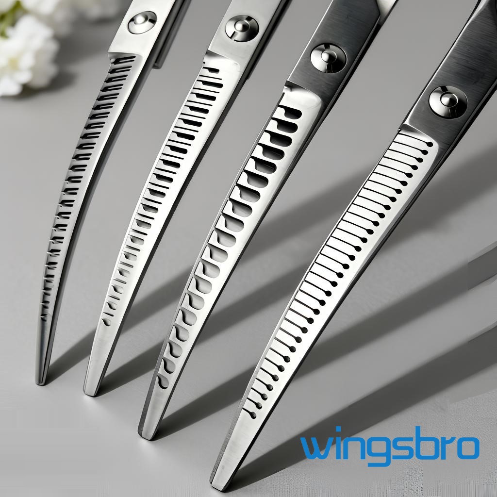 Professional Pet Grooming Scissors Curved - Wingsbro 8 Inch Dog Curved Drooming