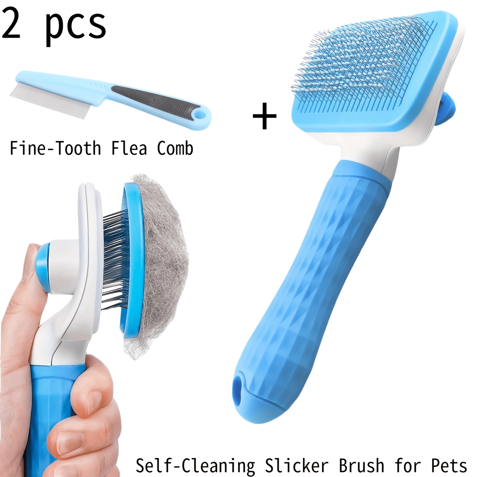 2pcs Pet Grooming Tool Set,Sel - огляд і ціна Slicker Brush Self Cleaning Pet Grooming