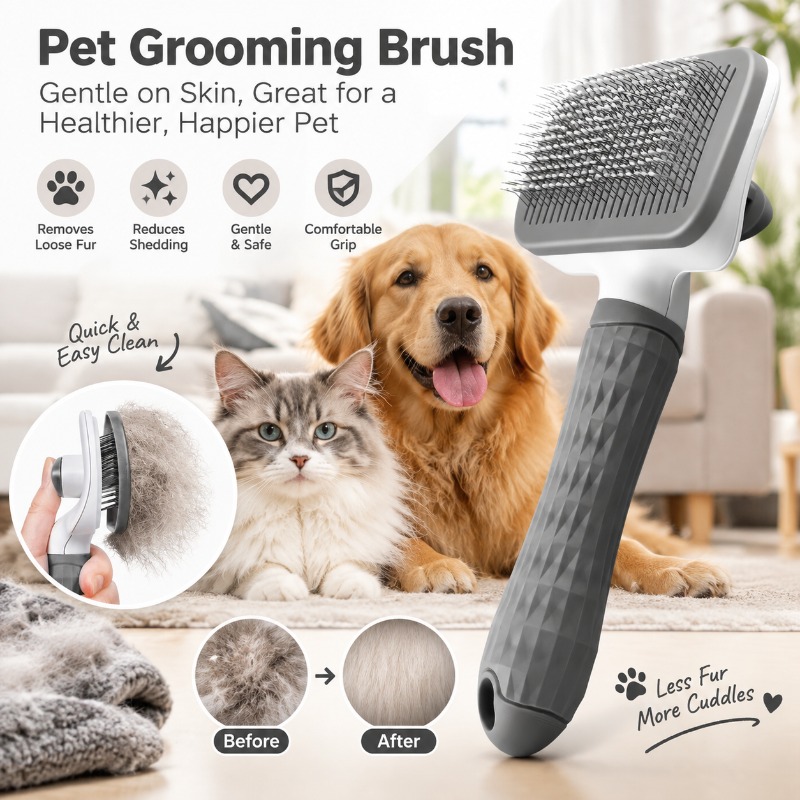 Self Cleaning Pet Grooming Bru - огляд і ціна Slicker Brush Self Cleaning Pet Grooming