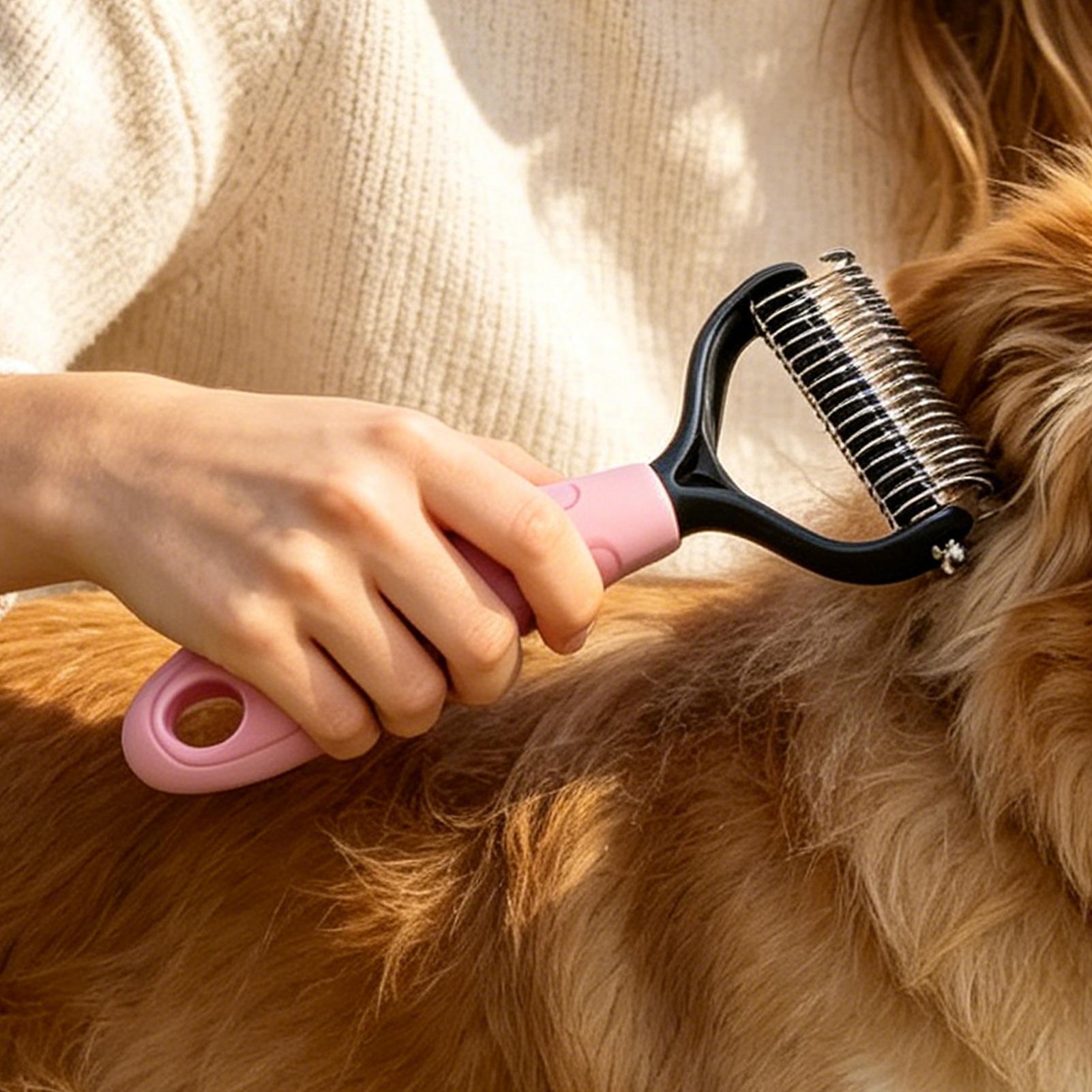 Double Sided Pet Deshedding Br - огляд і ціна Undercoat Rake Dematting Tool Dog Shedding